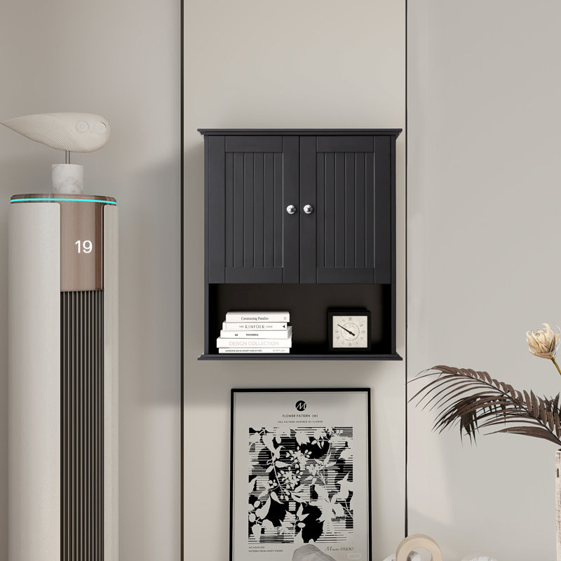 Red Barrel Studio® Kinlyn Black Wall Bathroom Cabinet | Wayfair